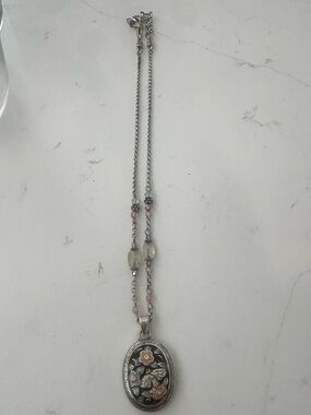 vintage Brighton "Nature's Garden" bumblebee and flower pendant necklace.